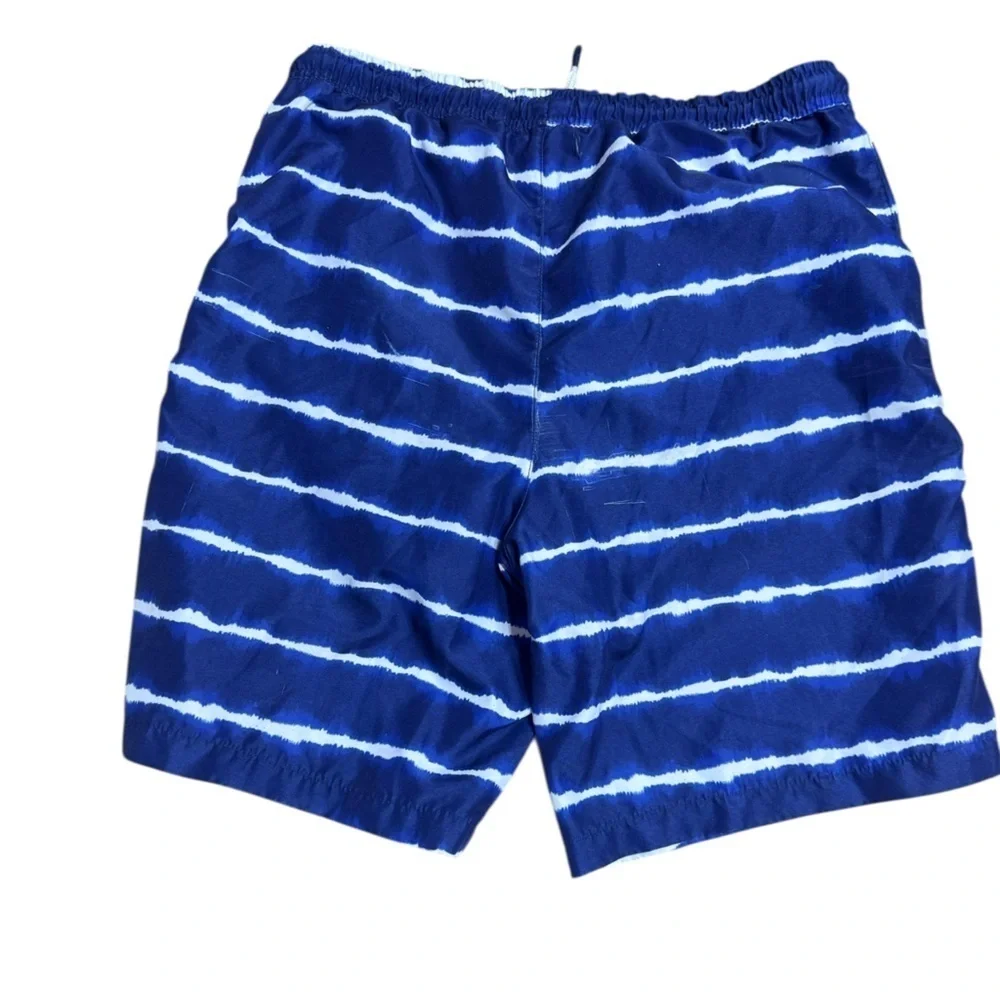 Crown & Ivy kids  blue and white Swim Trunks lg sw10